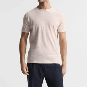 Nueva Camiseta holgada básica de algodón de Color puro para hombre, Camiseta con cuello redondo, logotipo personalizado, camisetas de algodón 100% transpirables de manga corta - Product Image 6