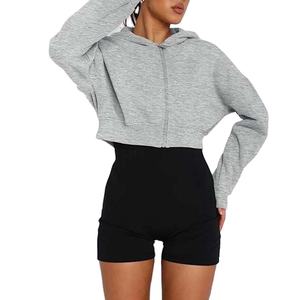 Nouveau style, sweat-shirt court à capuche imprimé pour femmes, hiver, couleur unie, streetwear décontracté, personnalisable, décontracté - Product Image 4