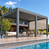Pergola bioclimatique motorisée électrique en aluminium avec toit à lames orientables, étanche, pour jardin et terrasse extérieure, avec télécommande