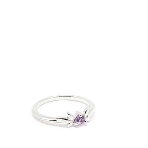 Anillo solitario CZ de corte redondo amatista púrpura de 3,5mm, joyería de compromiso y aniversario chapada en oro de 18 quilates - Product Image 3