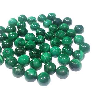 Cabujón con parte posterior plana redonda de 8mm de alta calidad, malaquita Natural, piedras preciosas sueltas, colección de piedras preciosas de calidad - Product Image 2