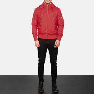 Chaqueta Bomber Delgada de Invierno para Hombre, Color Rojo, Venta Caliente, Logotipo Personalizado, Ecológica, Transpirable, Estilo Urbano, OEM - Product Image 5