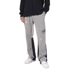 2024 Custom Men's High Quality Casual Flared <b>Jogger</b> Track Pants Elastic Waistband Mens <b>Stacked</b> Flare Pants Men Workout Trousers - Product Image 2