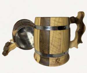 ถ้วยไม้ทำด้วยมือแนวชนบทมีการแกะสลักเฉพาะตัวภาชนะใส่เครื่องดื่มสเตนเลสเป็นมิตรต่อสิ่งแวดล้อมสำหรับโปรโมชั่น - Product Image 3