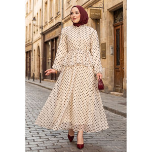 Conjunto de Blusa de Gasa con Estampado de Puntos y Falda con Volantes para Mujer, Elegante, Transpirable y Holgado, Ideal para Primavera/Verano - Product Image 1