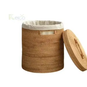 天然籐収納バスケットハンドル付き環境にやさしいベトナム製