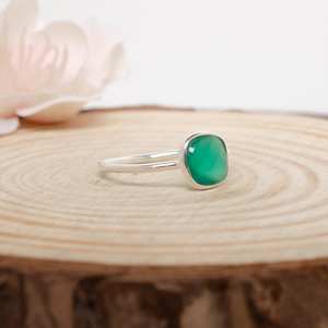 Cabujón de Plata de Ley 925 con forma cuadrada de ónix verde Natural, anillos para fiesta, anillos hechos a mano de piedra Natural, joyería para mujer a granel - Product Image 5