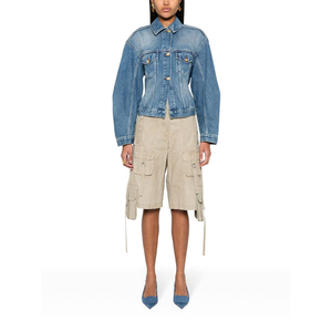 Vestes en jean pour femmes avec logo de marque personnalisé de haute qualité revers bleu pour femmes lavées avec dos veste en jean élégante - Product Image 2