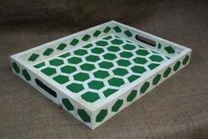 Plateau/support de service en résine incrustée d'os élégant fait à la main dernier décor à la maison pour les mariages pâtes hamburgers service de thé de restauration rapide - Product Image 4