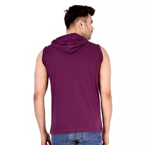 Sweat à capuche de sport pour hommes, couleur personnalisée, sans manches, confortable, en coton peigné, à vendre - Product Image 2