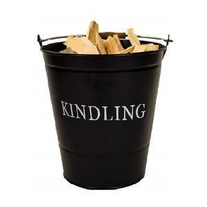 Fireplace Coal Bucket in Black Powder Coated <b>Metal</b> With Handle Perfect for <b>Firepit</b> Accessories and Home Storage Solutions - Product Image 2