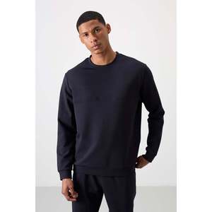 Ensemble de survêtement pour homme en coton bleu marine, épais, doux, texturé, coupe confortable, imprimé - 85253 - Bleu marine/marine - Product Image 3