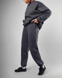 Conjunto de sudadera y Jogger de hombro caído de algodón 100% al por mayor para mujer, ropa informal de invierno, Conjunto de jogging personalizado de 2 piezas para mujer - Product Image 5