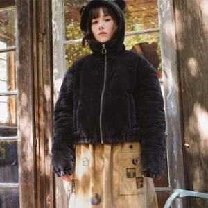 <b>Women</b> Bear Ear Cropped Puffer <b>Jacket</b> - Trendy and Warm <b>Short</b> <b>Jacket</b> with Fun Bear Ear Design, Ideal for Winter Fashion - Product Image 3