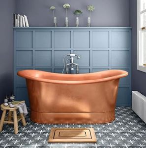 Bañera de cobre hecha a mano doble zapatilla mexicana de pie libre martillado antiguo blanco con clase al por mayor para Villa de lujo - Product Image 5