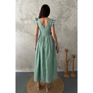Vestido de Encaje Bordado Color Menta para Mujer, Marca Elisa Fashion - Product Image 5