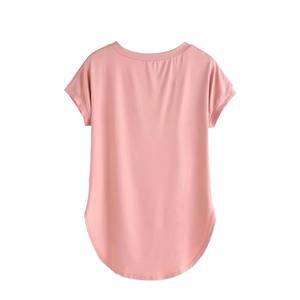 Longue longueur Hip Hop Style plaine Simple conception couleur vierge T-Shirts Top qualité coton fait saison d'été t-shirts pour les femmes - Product Image 2