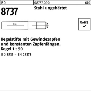 Pasador Cónico ISO 8737, Perno Roscado 10x60, Acero Sin Endurecer, Conicidad 1:50, Paquete de 10 - Product Image 1