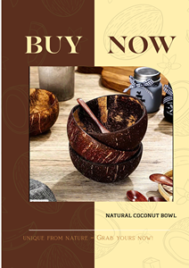 Tazón de cáscara de coco ecológico, vajilla natural hecha a mano para ensaladas y batidos - Product Image 4