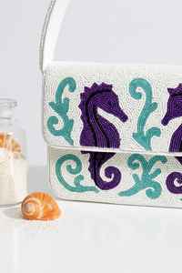 Bolso de Mano Casual con Asa de Cuentas de Vidrio Multicolor, Artesanía India, Hecho a Mano, Color Personalizable, Estilo Baguette MS - Product Image 2