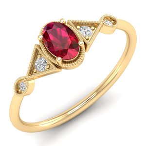 Reyes Hot Bán Hình Bầu Dục Cắt 0.5 Carat <span class=keywords><strong>Ruby</strong></span> Đá Quý Nhẫn Tùy Chỉnh Thiết Kế 14K <span class=keywords><strong>18K</strong></span> Vàng Vàng Moissanite Engagement Rings Cho Phụ Nữ - Product Image 2