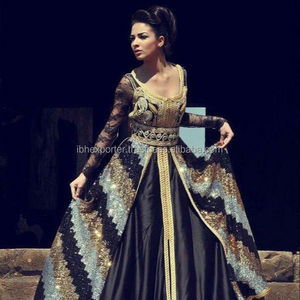 Kuwaiti <b>Women</b> Luxurious Bridal <b>Kaftan</b> Islamic Clothing With Embroidery and 3 Colour Shiny Beads Work and Open Neck Style - Product Image 1