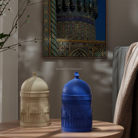 Produit de Décoration Cadeaux Islamiques Luxe Béton Plâtre Porte-Bocaux à Bougie Ramadan Aïd al-Fitr Boîtes Cadeaux Décorations avec Couvercle Dôme