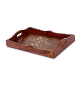 Beau plateau de service à cadre rond en bambou avec poignée pour ustensiles de restauration Vaisselle basse quantité minimale de commande en bois - Product Image 4