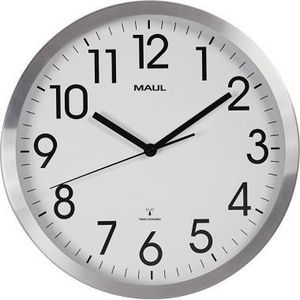 MAUL Move <b>Radio</b>-Controlled 30.5cm Indoor Wall <b>Clock</b> Brushed Aluminum Finish - Product Image 1
