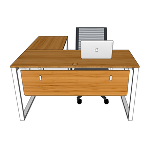 MBamboo L-Shaped Corner <b>Desk</b> 140x140cm <b>Solid</b> <b>Wood</b> Modern Minimalist Design Assembled Iron Legs for Office or Study Use - Product Image 3