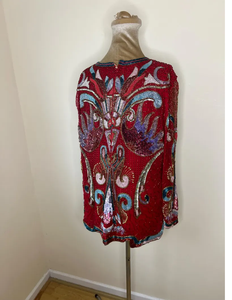 เสื้อสายเดี่ยวผ้าซาตินยาวสั้นคอคนรักลึกประดับลูกปัดหัวใจเซ็กซี่ตกแต่งวันวาเลนไทน์อย่างยั่งยืน - Product Image 3