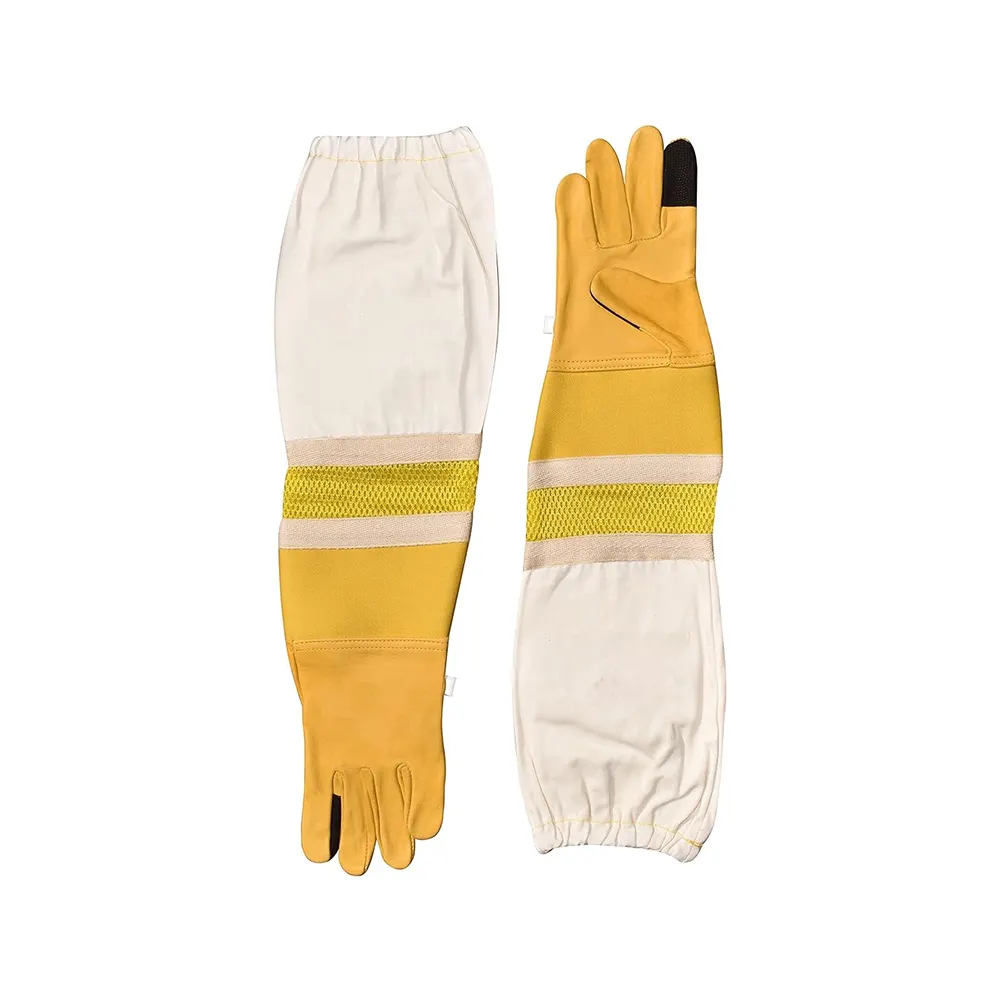 Produttore di apicoltura guanti in pelle di capra, guanti da apicoltore, con manica lunga, polsino elastico, guanti per tenere l'ape