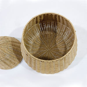 Artex Dong Thap Handmade Eco-Friendly Multifunction Pear Shaped <b>Basket</b> <b>Lid</b> Woven Plastic <b>Storage</b> Bin Kids Room Nursery Toy - Product Image 3
