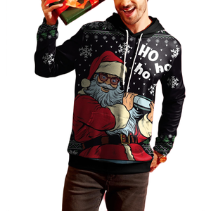 Sweats à capuche pour hommes Splicing Christmas à prix raisonnable haute qualité logo personnalisé Sweats à capuche de Noël pour hommes - Product Image 5