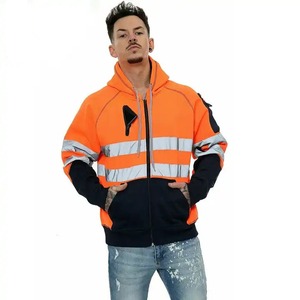 Sudadera con capucha de seguridad con cremallera reflectante de alta visibilidad de la mejor calidad, ropa de trabajo impermeable transpirable para la noche, reflectante de alta visibilidad nocturna - Product Image 2