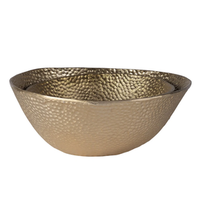 Elegantes cuencos dorados de latón con asas Diseño ovalado Acabado texturizado y soporte de pedestal - Product Image 4