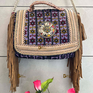 New Designer Banjara Handmade Vintage Stylish Fringe Handbag for Women Embroidered Boho Indian with <b>Letter</b> Tassel Decoration - Product Image 1
