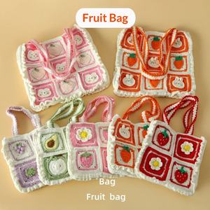 Bolsas de Frutas de Algodón de Moda para Niños, con Diseño de Uva, Zanahoria, Fresa y Aguacate, con Cierre de Cremallera y Correa Individual, Transpirables - Product Image 1