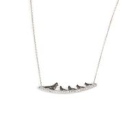Collier en argent sterling 925 avec pierres blanches et 5 colombes, 41 cm, serti en clos, pour femme, idéal pour les occasions spéciales
