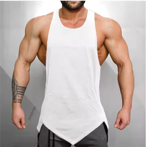 Vêtements de sport 100% coton personnalisés pour hommes Gym Fitness musculation Stringer débardeur avec emmanchure vêtements d'entraînement - Product Image 3