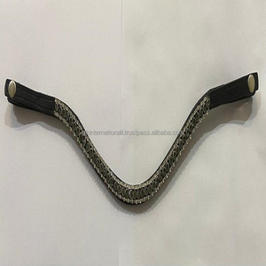 <b>Top</b> Trending Genuine Leather Horse Brow Band Bling 3 Row clear <b>Crystals</b> Stones Wholesale Manufacturer Custom Design Brow Band - Product Image 4