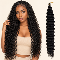 Cheveux synthétiques en vrac pour tresses Deep Wave, 22 pouces, 100g, vente en gros