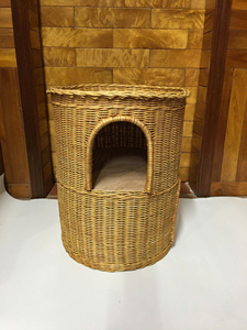 Cama para mascotas de ratán de primera calidad, cesta natural tejida a mano para gatos, perros pequeños y cachorros - Product Image 6