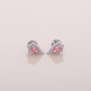 0.847 Carat Pink Pear Diamond Halo <b>Earrings</b> with 0.219 Carat Round Diamonds 9K Yellow White Rose Gold <b>Fine</b> Jewelry - Product Image 1