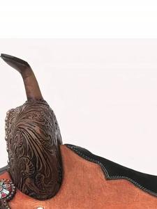 Siège dur rembourré en cuir naturel marron foncé usiné à la main conception de perles de sculpture florale vente chaude selles occidentales de Type anglais - Product Image 2