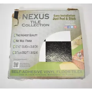 Nexus Collection กระเบื้องพื้นไวนิลติดเอง17ชิ้น12 "x 12" ลายตารางหมากรุก17แพ็ค - Product Image 1