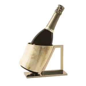 Custom Shape Champagne Bottle Holder Home Decor Brass Antique New Design Table Top Brass Bottle Holder