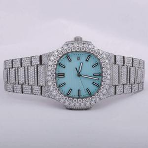 Stylish Iced Out <b>Watch</b> Moissanite Diamond VVS Stainless Steel Band Custom Logo Date Function Luxury <b>Watch</b> for Men and <b>Women</b>. - Product Image 1