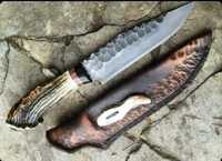 Couteau de chasse artisanal J2 Camping Bush en acier de haute qualité, fait à la main avec une poignée de cerf solide, personnalisé OEM
