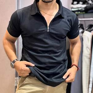 Camisa de Manga Corta para Hombre de Primera Calidad, Diseño con Cierre, Patrón Liso, Tela Satén de Spandex/Algodón, Estilo Urbano - Product Image 6